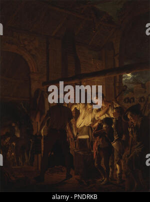 L'atelier du forgeron. Date/période : 1771. La peinture. Huile sur toile. Hauteur : 1 283 mm (50,51 po) ; largeur : 1 041 mm (40.98 in). Auteur : Joseph Wright of Derby. Banque D'Images