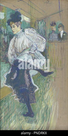 Jeanne avril dansant Jane Avril dansant. Date/Période : Ca. 1892. Huile sur carton. Huile sur carton. Hauteur : 850 mm (33,46 po) ; Largeur : 450 mm (17.71 in). Auteur : Henri de Toulouse-Lautrec. TOULOUSE-LAUTREC, HENRI DE. Banque D'Images