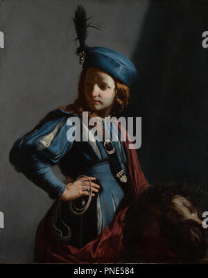 David avec la tête de Goliath. Date/Période : Ca. 1645 - 1650. La peinture. Huile sur toile. Hauteur : 1 083 mm (42.63 in) ; Largeur : 864 mm (34.01 in). Auteur : Guido Cagnacci. Banque D'Images