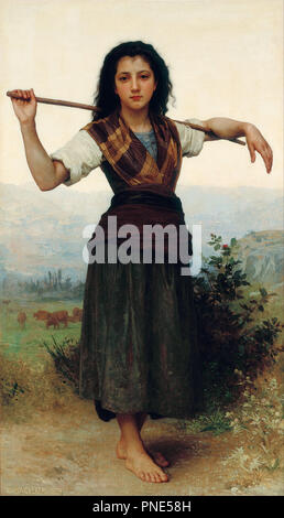 Pastourelle [Le Petit Bergère]. Date/période : 1889. La peinture. Huile sur toile. Hauteur : 159 cm (62,5 in) ; largeur : 93 cm (36,6 in). Auteur : William-Adolphe Bouguereau. Banque D'Images