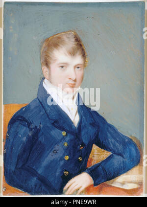 Portrait d'un jeune homme. Date/Période : Ca. Années 1820. Miniature. Aquarelle sur ivoire. Hauteur : 153 mm (6.02 in) ; Largeur : 111 mm (4.37 in). Auteur : British School. Anonyme. Banque D'Images