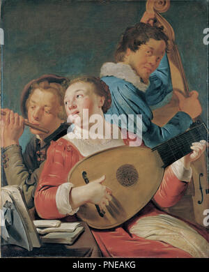 Les musiciens. Date/Période : entre ca. 1620 et ca. 1623. La peinture. Huile sur toile. Hauteur : 910 mm (35.82 in) ; Largeur : 737 mm (29.01 in). Auteur : PIETER DE GREBBER. GREBBER PIETER. Grebber, Pieter Fransz de. Banque D'Images