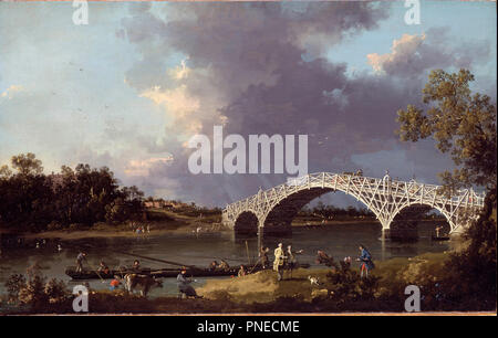 Une vue de Walton Bridge. Date/période : 1754. La peinture. Huile sur toile. Hauteur : 487 mm (19.17 in) ; Largeur : 764 mm (30.07 in). Auteur : CANALETTO. Giovanni Antonio Canaletto. Banque D'Images