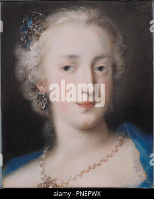 Portrait d'une femme. Inconnu. Pastel sur papier vergé bleu pastel sur papier bleu. Hauteur : 310 mm (12.20 in) ; Largeur : 250 mm (9.84 in). Auteur : CARRIERA, Rosalba. ROSALBA CARRIERA. Banque D'Images