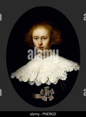 Portrait d'une jeune femme. Date/période : 1633. La peinture. Huile sur bois Huile sur bois. Hauteur : 652,52 mm (25,69 po) ; largeur : 487,42 mm (19.19 in). Auteur : REMBRANDT, Harmenszoon van Rijn. Rembrandt van Rhijn. Banque D'Images