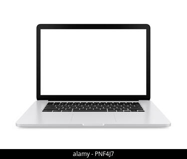 Ordinateur portable avec écran blanc isolé Banque D'Images