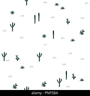 Hand drawn seamless pattern. Peu de saguaro, agaves, cactus opuntia et sur fond blanc. Design mignon .pour les textiles, papiers peints, pour les enfants de l'industrie. Ve Illustration de Vecteur