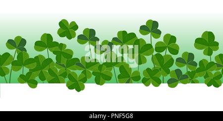 Le jour de rue Patrick vector background transparent horizontal avec feuilles Shamrock. Modèle élégant et vif Illustration de Vecteur