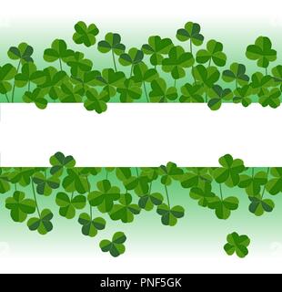 Le jour de rue Patrick vector background horizontal avec feuilles Shamrock. Feuilles élégantes silhouettes transparente, placez le texte Illustration de Vecteur