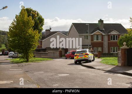 Cork, Irlande. 21e Septembre, 2018. Des coups de feu tirés dans la chapelle porte, Ballyvolane, la ville de Cork. Hier soir à 10:30 coups de feu ont été tirés dans le domaine en Chapelgate Ballyvolane, un homme promenait son chien au moment entendu les coups et contacté la Garda. La Garda sur scène au début de cette mornign pour ouvrir une enquête. Credit : Damian Coleman/Alamy Live News. Banque D'Images