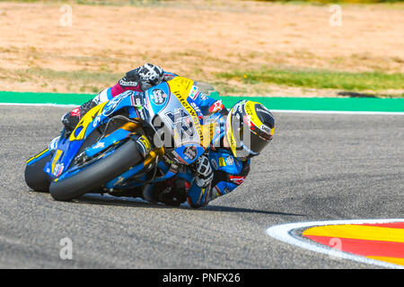 Salou, Espagne. 21e l'Espagne en 2018. THOMAS LUTHI (12) de la Suisse et de l'EG 0,0 Marc VDS MOTO GP lors de l'Essais Libres 2 du Grand Prix à Motorland Aragon racetrack à Alcañiz, Espagne le 21 septembre 2018 (Photo : Alvaro Sanchez) Credit : CORDON PRESS/Alamy Live News Banque D'Images