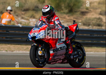 Aragon, Espagne. 21 septembre 2018, Ciudad del Motor de Aragon, Alcaniz, Espagne ; Moto GP d'Aragon, le vendredi des essais libres, Jorge Lorenzo (Ducati Team) en action : Action Crédit Plus Sport Images/Alamy Live News Banque D'Images