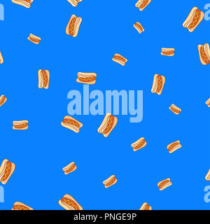 Hot dog patter transparente. illustration. Fond bleu clair. Banque D'Images