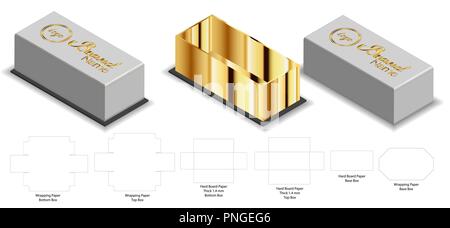 Conseil dur boîte rigide papier maquette 3d avec découpe Illustration de Vecteur