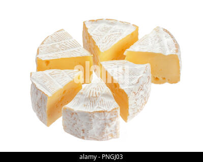 Segments du camembert isolé sur fond blanc avec clipping path Banque D'Images