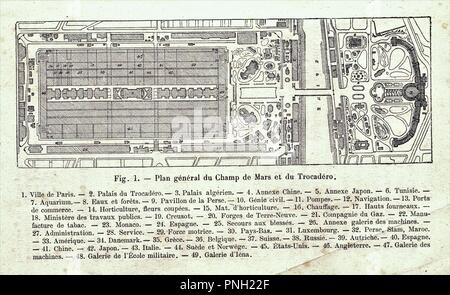 Plan général du champ de Mars et du Trocadéro Banque D'Images