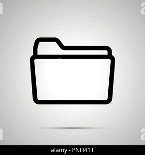 Ouvrir le dossier symbole, icône noire simple avec ombre Illustration de Vecteur
