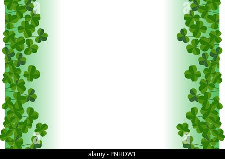 Saint Patricks Day vector background, frame border avec mignon feuilles shamrock, cartes de vœux Illustration de Vecteur