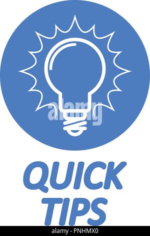 Conseils rapides icône - Light bulb comme symbole de trucs et astuces Illustration de Vecteur