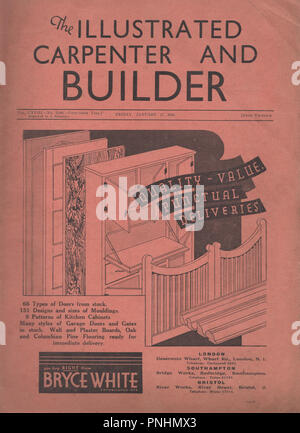 Vintage l'Illustrated Carpenter et Builder magazine daté du 17 janvier 1936 un hebdomadaire d'building trade magazine d'abord publié en 1877 et a couru vers 1971 Banque D'Images