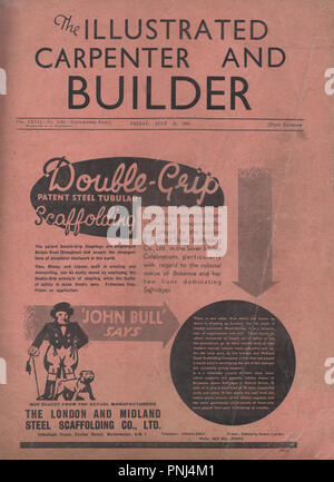 Vintage l'Illustrated Carpenter et Builder magazine datée du 12 juillet 1935 un hebdomadaire d'building trade magazine d'abord publié en 1877 et a couru vers 1971 Banque D'Images