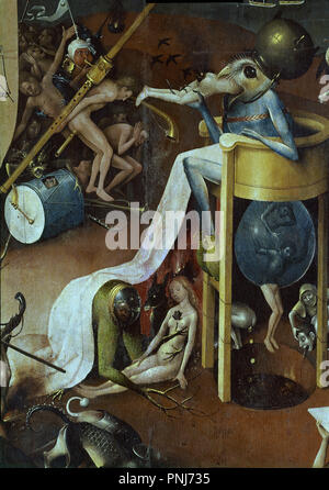 L'école néerlandaise. Détail du Jardin des Délices Terrestres (panneau de droite) : l'enfer. 1504. Huile sur toile (220 x 195 cm). Madrid, musée du Prado. Auteur : BOSCH, HIERONYMUS. Emplacement : Museo del Prado-PINTURA. MADRID. L'ESPAGNE. Banque D'Images