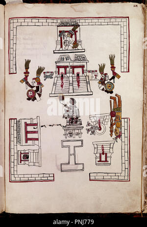 HISTORIA GENERAL DE LAS COSAS DE LA NUEVA ESPAÑA - SIGLO XVI - F 269 - RECINTO SAGRADO DE TENOCHTITLAN. Auteur : Bernardino de Sahagún. Emplacement : PALACIO REAL-BIBLIOTECA. MADRID. L'ESPAGNE. Banque D'Images