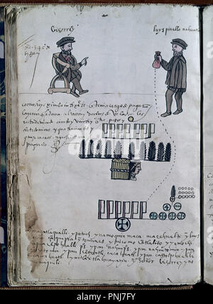 Le Codice DE OSUNA O LIBRO DE LOS GOBERNADORES Y REGIDORES MAIRES DE MEXICO - SIGLO XVI - FOLIO VUELTO. Emplacement : BIBLIOTECA NACIONAL-COLECCION. MADRID. L'ESPAGNE. Banque D'Images