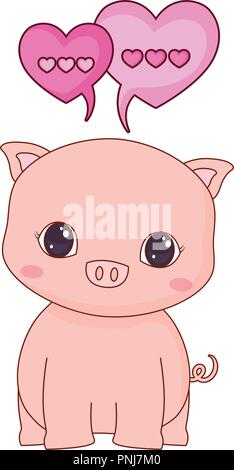 Cute baby piggy amour bulle vector illustration Illustration de Vecteur