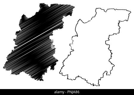 Nizhny Novgorod (Russie, Sujets de la Fédération de Russie, les oblasts de Russie) map vector illustration, croquis gribouillis d'Nizhegorod Oblast (Gor Illustration de Vecteur