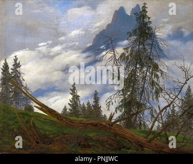 Caspar David Friedrich - Pic de Montagne avec des nuages à la dérive Banque D'Images