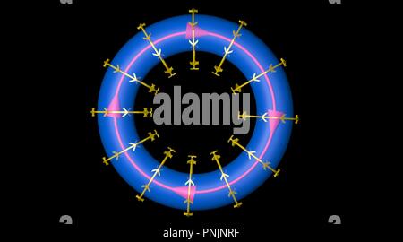 Champs magnétique toroïdal de réacteur de fusion. L'énergie de fusion. 3D render Banque D'Images
