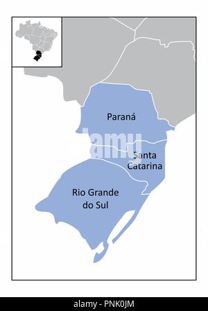 Carte de la région du sud du Brésil avec les membres Illustration de Vecteur