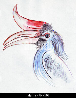 Illustration avec des couleurs vives portrait d'un toucan qu'une photo à l'aquarelle Banque D'Images