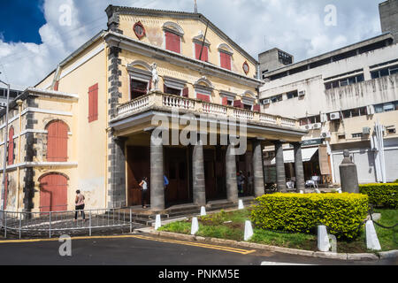 Port Louis, Maurice - le 12 février 2018 : l'extérieur de l'ancien théâtre à Port Louis, à Maurice. Banque D'Images