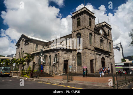 Port Louis, Maurice - le 12 février 2018 : Extérieur de l'église de l'Immaculée Conception à Port Louis, à Maurice. Banque D'Images