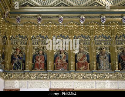 SALA DE JUNTAS DE LOS REYES DE CASTILLA-REYES LEON-ORDONO III SANCHO I RAMIRO III BERMUDO II.... Emplacement : ALCAZAR-intérieur. SEGOVIA. L'ESPAGNE. Banque D'Images