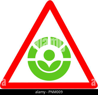 Le processus d'avertissement de Radura disenfection alimentaire circulaire rouge panneau routier. Le symbole international des aliments irradiés ou l'icône isolé Banque D'Images