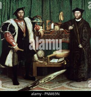 L'Allemagne l'école. Les Ambassadeurs (avec anamorphose dans la partie inférieure de la peinture). 1533. Huile sur chêne (209 x 207 cm). Londres, National Gallery. Auteur : Hans Holbein le Jeune,. Lieu : GALERIE NATIONALE. Londres. L'Angleterre. Banque D'Images