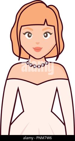 Cartoon mariée robe de mariage portant sur fond blanc, vector illustration Illustration de Vecteur