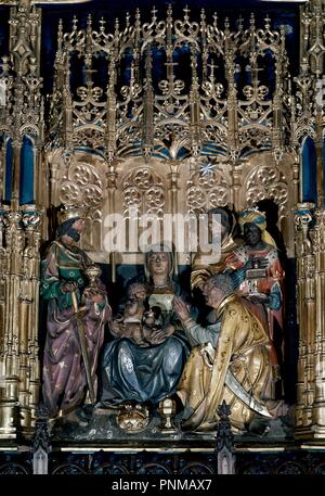 RETABLO MAYOR - ADORACION DE LOS REYES - siglo XVI. Auteur : JUAN DE BALMASEDA. Emplacement : CATEDRAL DE SAN SALVADOR-intérieur. Oviedo. Les Asturies. L'ESPAGNE. Banque D'Images