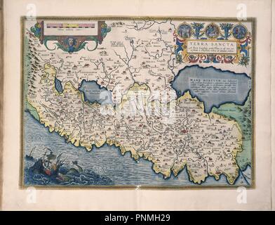 MAPA DE TIERRA SANTA - Theatrum Orbis Terrarum. Auteur : ORTELIUS, ABRAHAM. Emplacement : SERVICIO GEOGRAFICO del Ejercito. MADRID. L'ESPAGNE. Banque D'Images