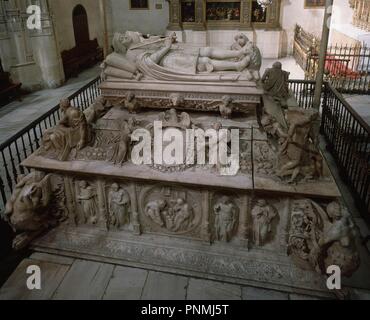 MAUSOLEO du vrai- SEPULCRO DE FELIPE EL HERMOSO Y Juana la loca - 1517 - ESCULTURA RENACENTISTA. Auteur : Domenico Fancelli / ORDOÑEZ BARTOLOME. Emplacement : CATEDRAL-CAPILLA REAL-intérieur. Grenade. L'ESPAGNE. Banque D'Images