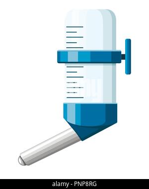 Les petits animaux abreuvoir à automatique. Bleu et de plastique transparent. Télévision vector illustration isolé sur fond blanc. Illustration de Vecteur