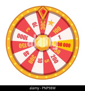 Roue de la fortune. Jeu de roues ,gagnant jouer chance télévision style. Vector illustration isolé sur fond blanc. Illustration de Vecteur