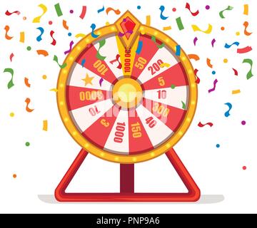 Roue de la fortune. Jeu de roues ,gagnant jouer chance télévision style. Vector illustration isolé sur fond blanc. Illustration de Vecteur