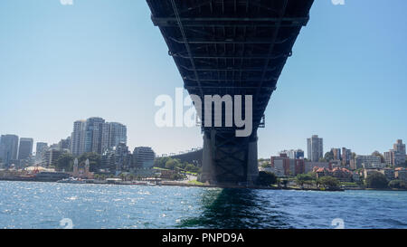 1 avril 2018 : Sydney, Australie : sous le pont du port à partir d'une ronde de ferry de Circular Quay Banque D'Images