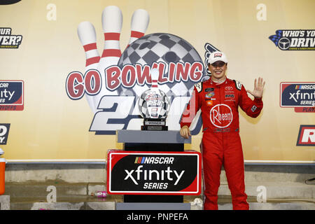 Richmond, Virginia, USA. Sep 21, 2018. Christopher Bell (20) gagne le Bowling 250 de Richmond Raceway à Richmond, en Virginie. Crédit : Chris Owens Asp Inc/ASP/ZUMA/Alamy Fil Live News Banque D'Images