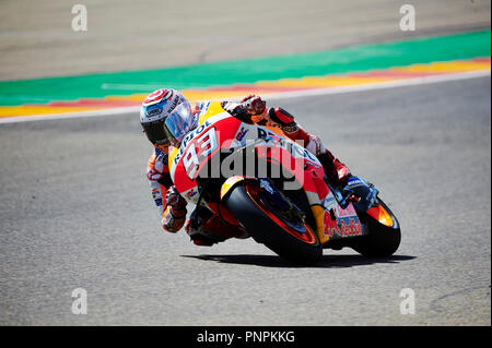 Alcaniz, Espagne. 22 septembre 2018, Ciudad del Motor de Aragon, Alcaniz, Espagne ; Moto GP d'Aragon, de qualification ; Marc Marquez Repsol Honda de l'équipe de Motogp en action pendant les essais libres 4 : Action Crédit Plus Sport Images/Alamy Live News Banque D'Images