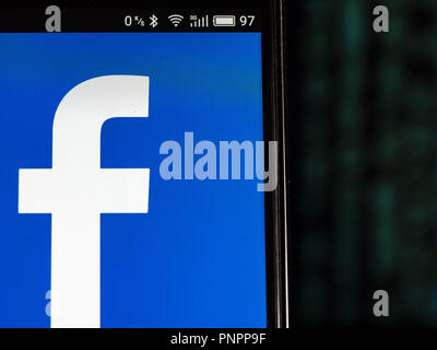 16 septembre 2018 - Kiev, Ukraine - logo Facebook vu affichée sur smart phone (crédit Image : © Igor Golovniov/SOPA des images à l'aide de Zuma sur le fil) Banque D'Images